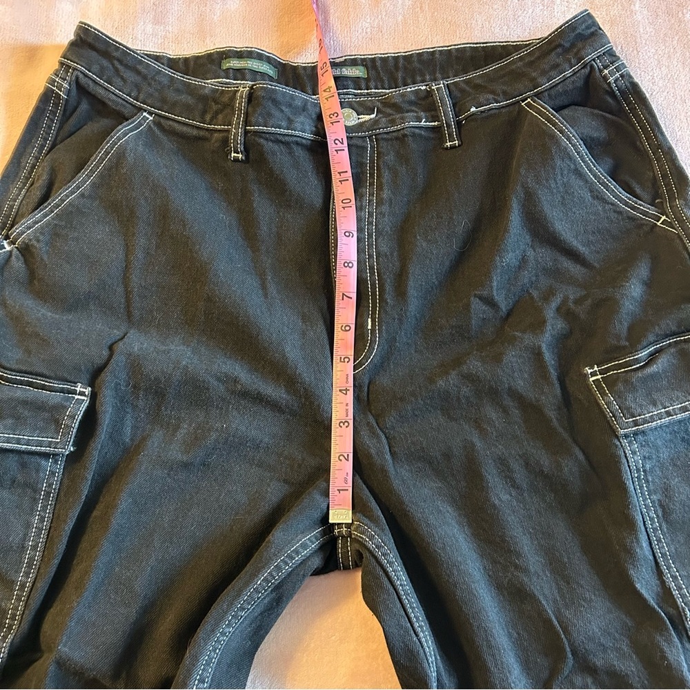 Wild Fable super high rise baggy jean black wide leg cargo jeans size 18 - Picture 9 of 10